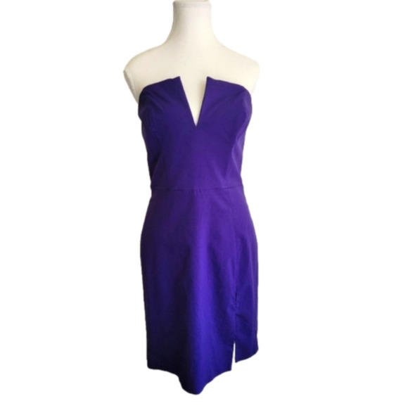 Guess Gorgoeus Strapless Bright Jewel Violet Deep V Plunge Dress - Picture 1 of 10